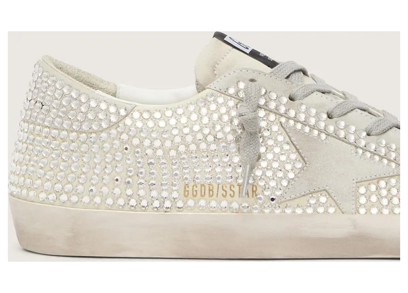 Golden Goose Super-Star In Nubuck With Swarovski Crystals And Ice-Gray Suede Star (GWF00174.F006318.10273) (4)
