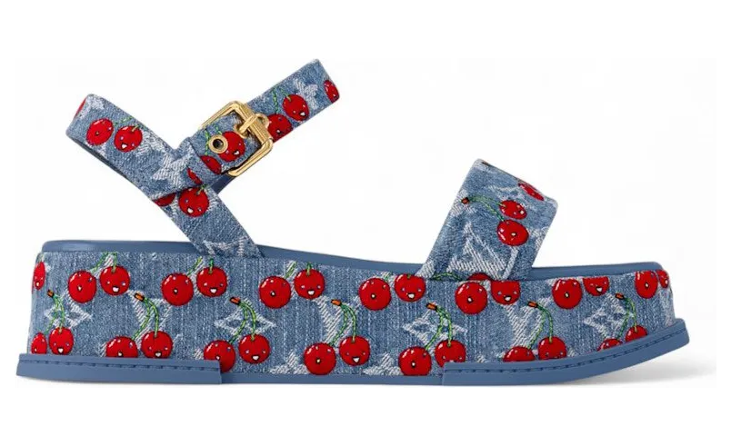Louis Vuitton Cherry Maya Platform Sandal x Takashi Murakami Denim (1AHNYD)