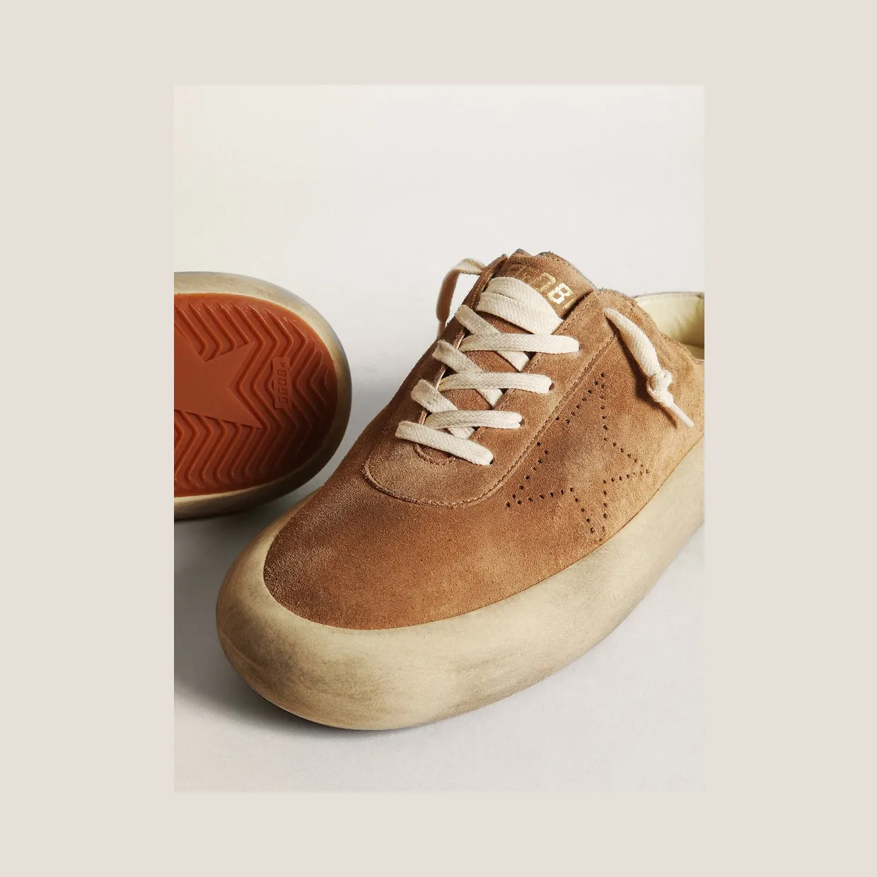 Golden Goose Space-Star Sabots In Tobacco Suede With Perforated Star (GMF00382.F003329.55353) (4)