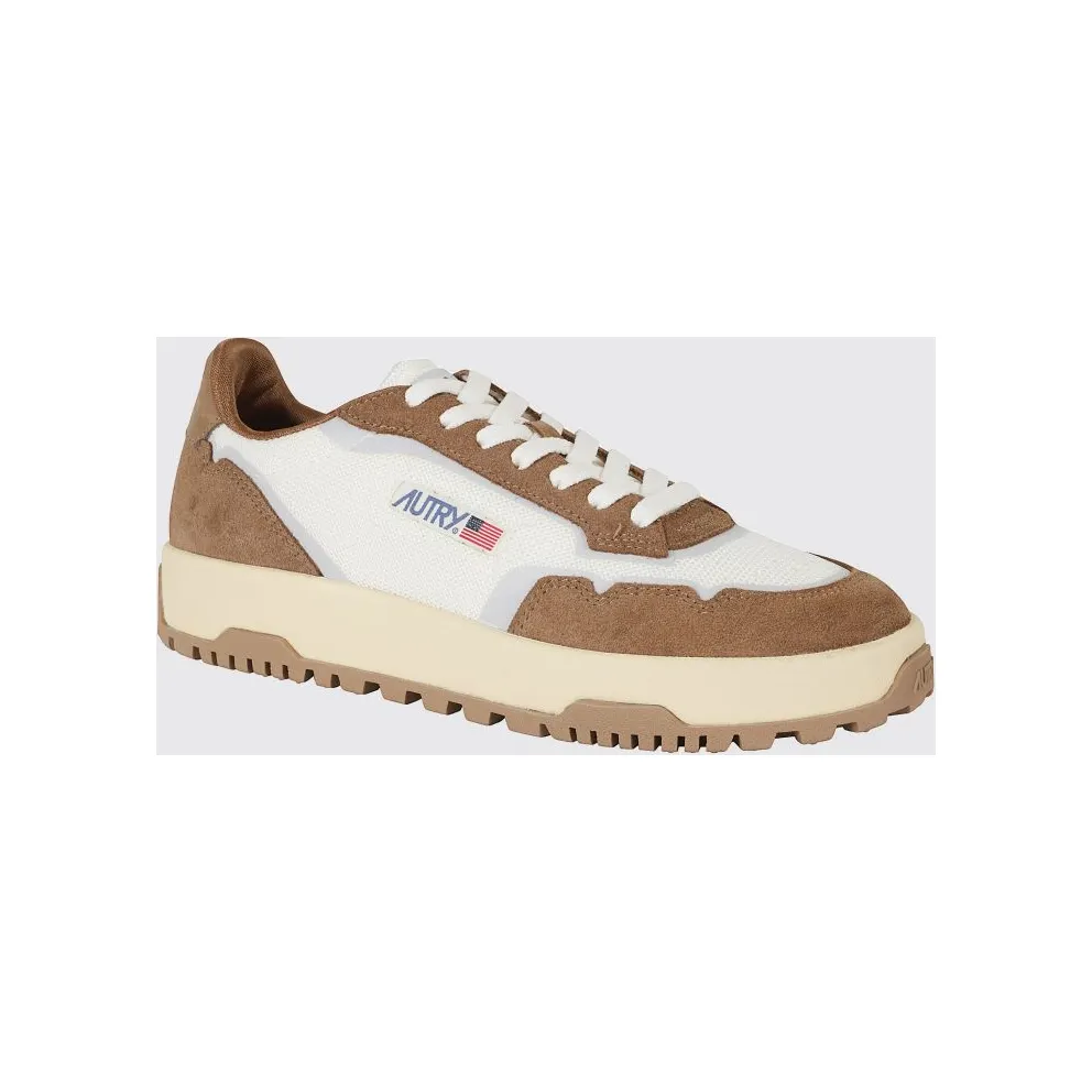 Autry Wildpace Low Leather and Mesh Sneakers with Contrast Logo and Serrated Sole Brown (LDLMAK13)
