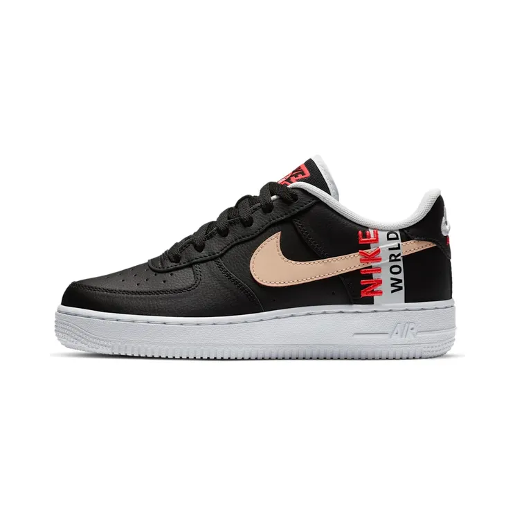 Nike Air Force 1 Low LV8 Worldwide Pack Grey “Black / Flash Crimson / White / Crimson Tint” (CN8536-001)