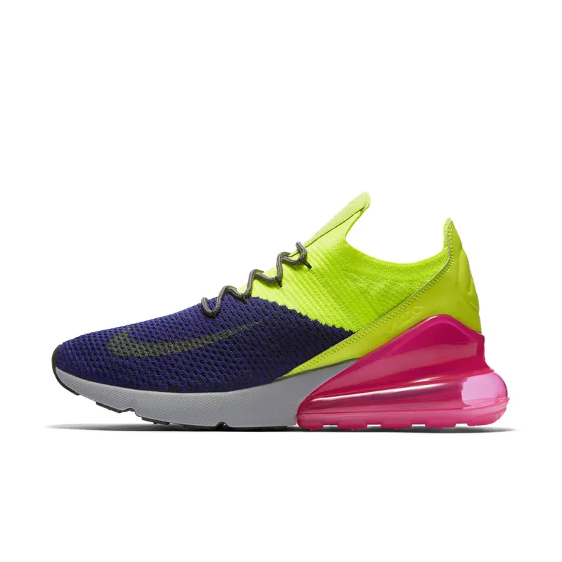 Nike Air Max 270 Flyknit Regency Purple Volt Regency Purple/Volt-Pink Blast-Thunder Grey (AO1023-501)