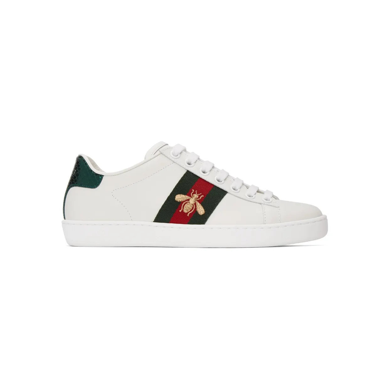 Gucci White Embroidered Bee Ace Sneakers (431942 02JP0)
