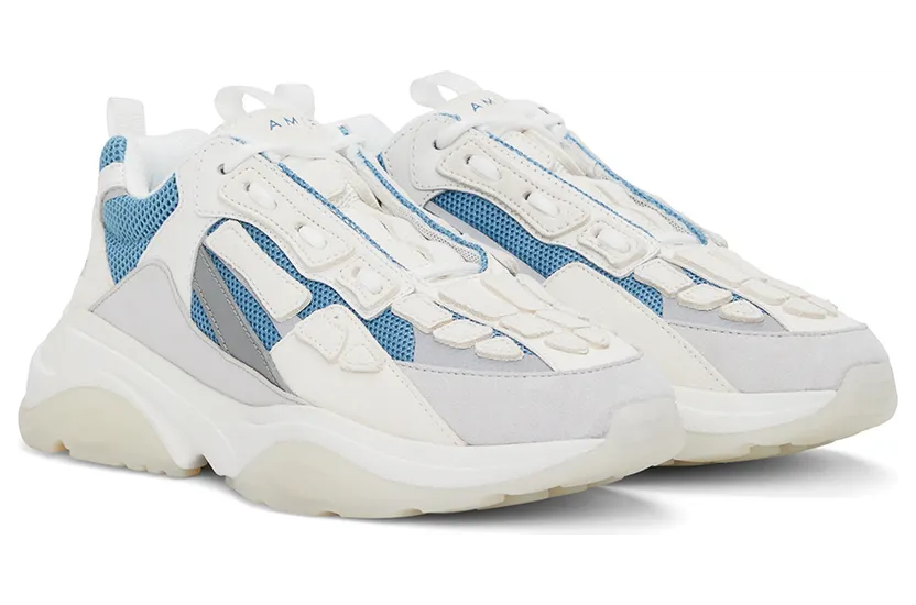 AMIRI White & Blue Nubuck Bone Runner Sneakers (SS22MFS001) (4)