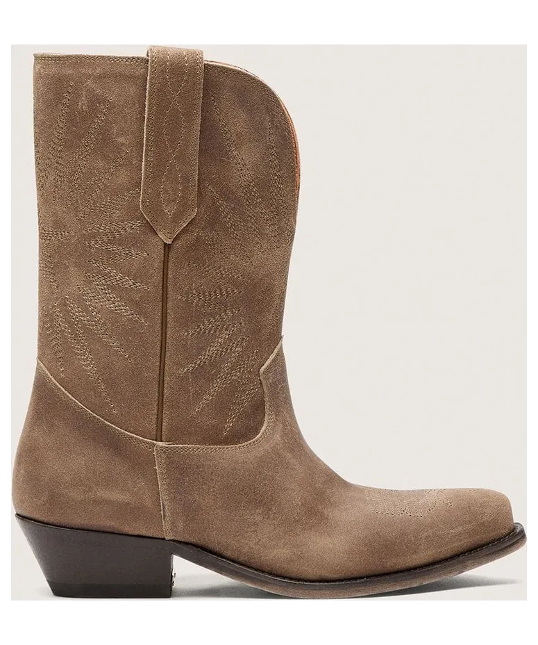 Golden Goose Low Wish Star Boots In Gray Suede With Star Embroidery (GWF00136.F008199.15100)