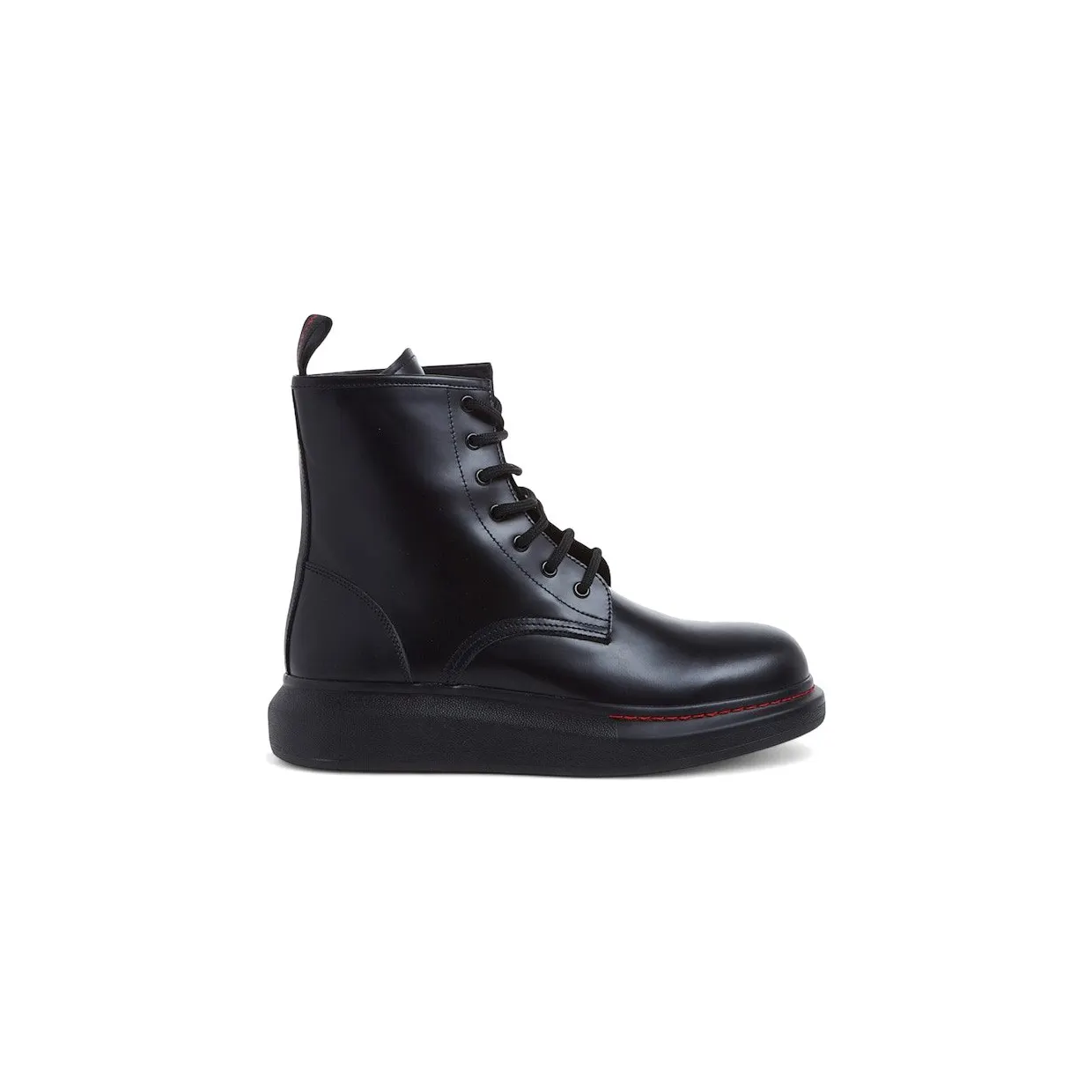 Alexander McQueen Leather Wedge Lace-Up Boot Black (586191 WHX51 1000)