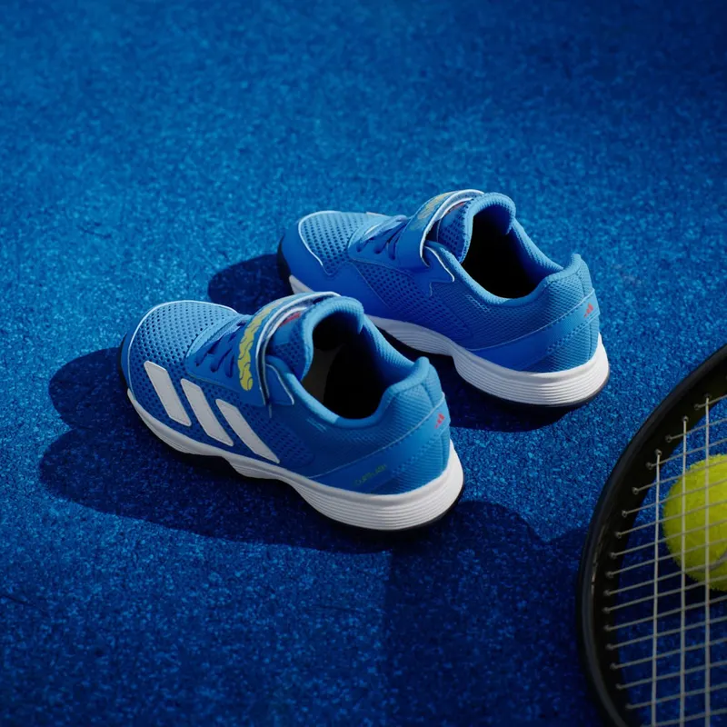 Adidas Courtflash Tennis Shoes with Velcro Kids Lucid Ray Blue / Cloud White / Dark Blue (KK3864)