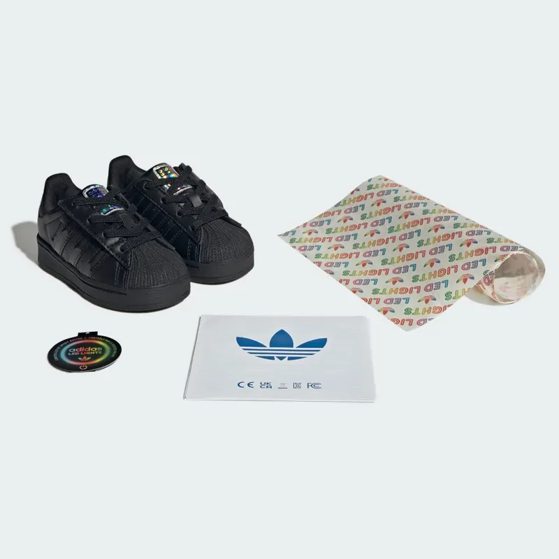 Adidas Superstar Led Lights Comfort Closure Elastic Lace Kids Core Black / Core Black / Preloved Violet (JS1295)