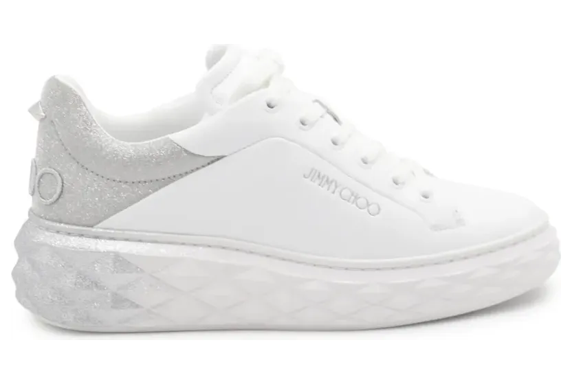 Jimmy Choo Diamond Maxi sneakers met glitters – Wit (DIAMONDMAXIFIIIVR)