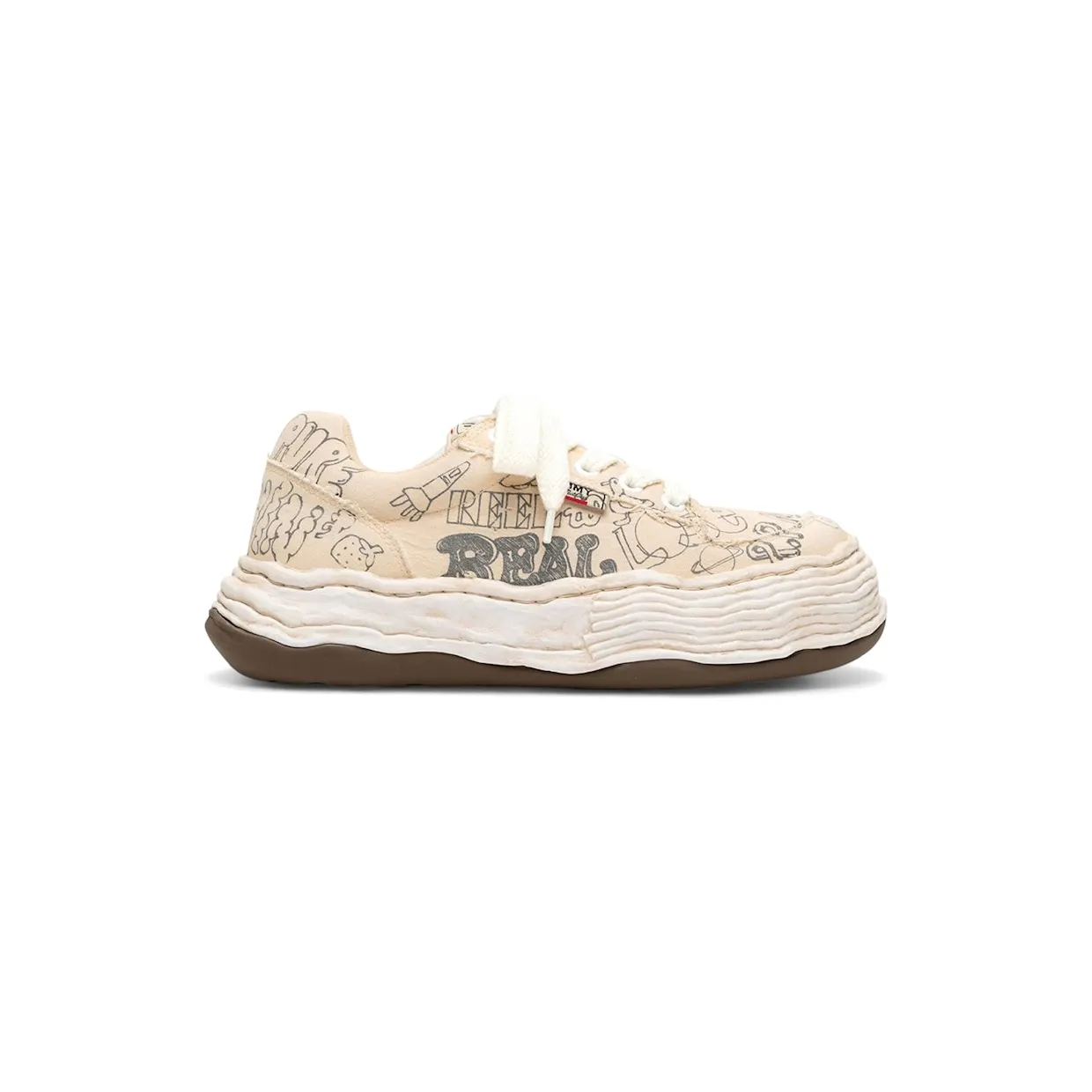 Maison Mihara Yasuhiro Oliver OG Sole Graffiti Printed Canvas Low White (A16FW705-WHT)