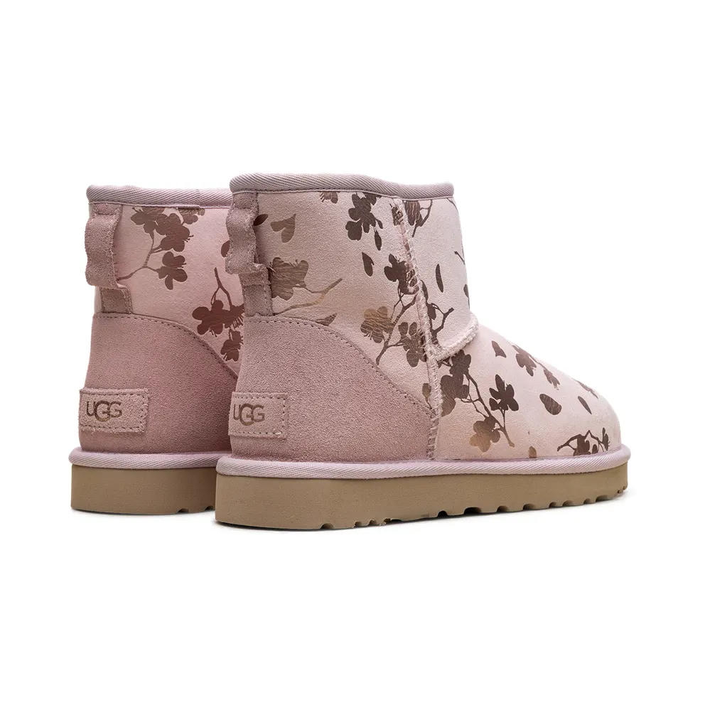 Ugg Classic Mini “Floral Foil Pink Red Fleece Lined” (1118163-SLPN)