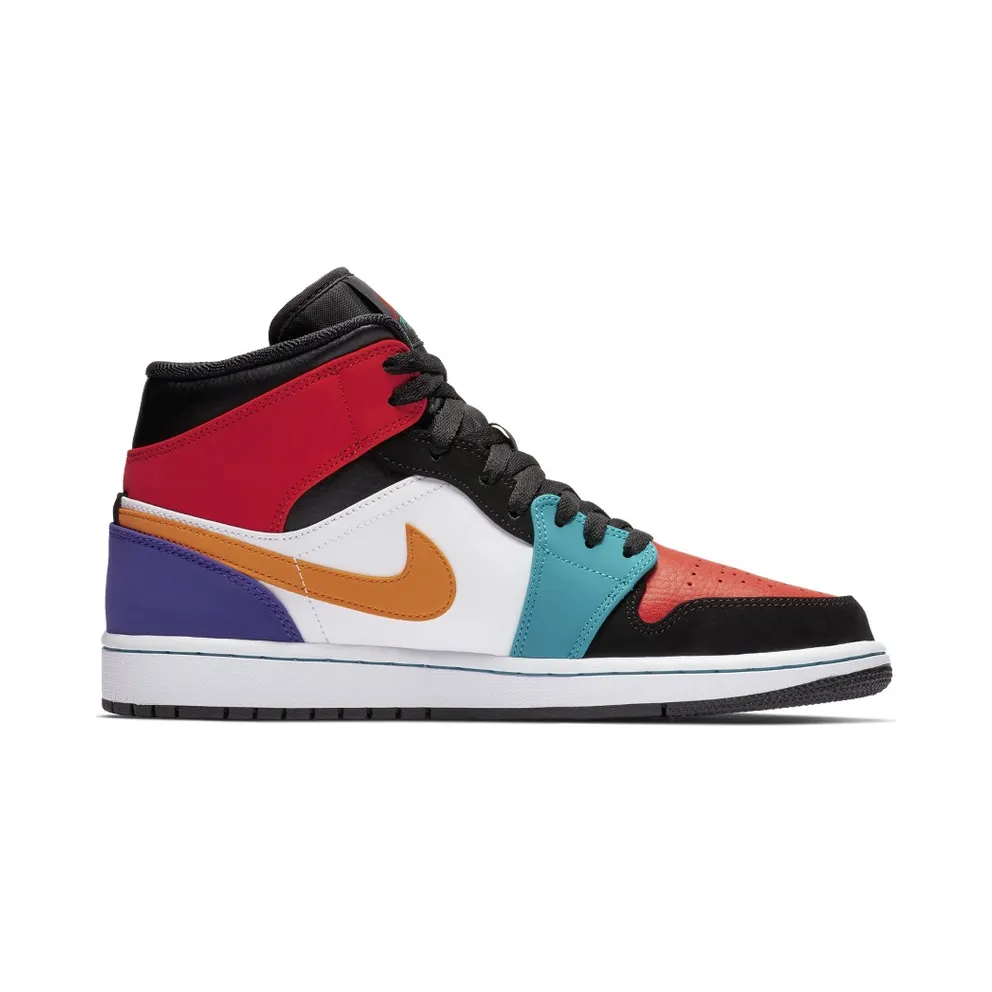 Jordan 1 Mid Bred Multi-Color White/University Red-Black-Turbo Green (554724-125)