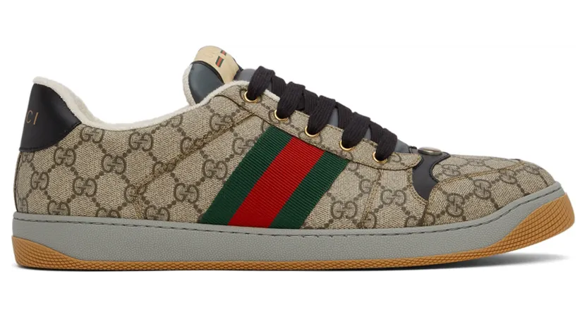 Gucci Beige & Black Screener GG Sneakers (674530 96GE0)