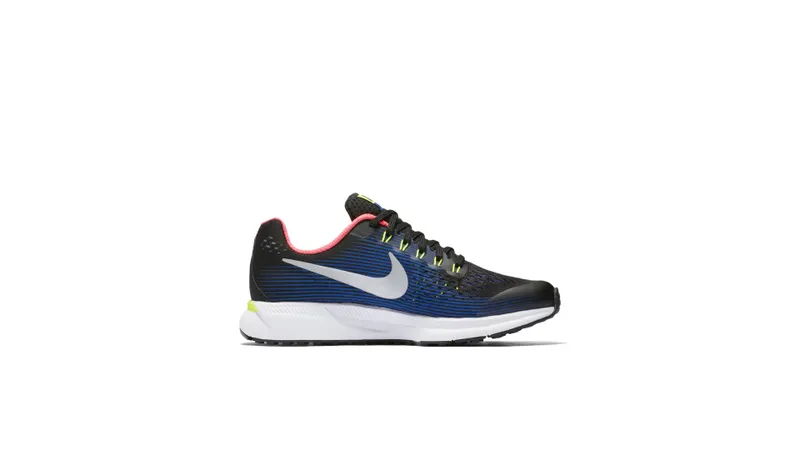 Nike Zoom Pegasus 34 Black Volt Racer Blue (GS) Black/Chrome-Volt-Racer Blue (881953-005)