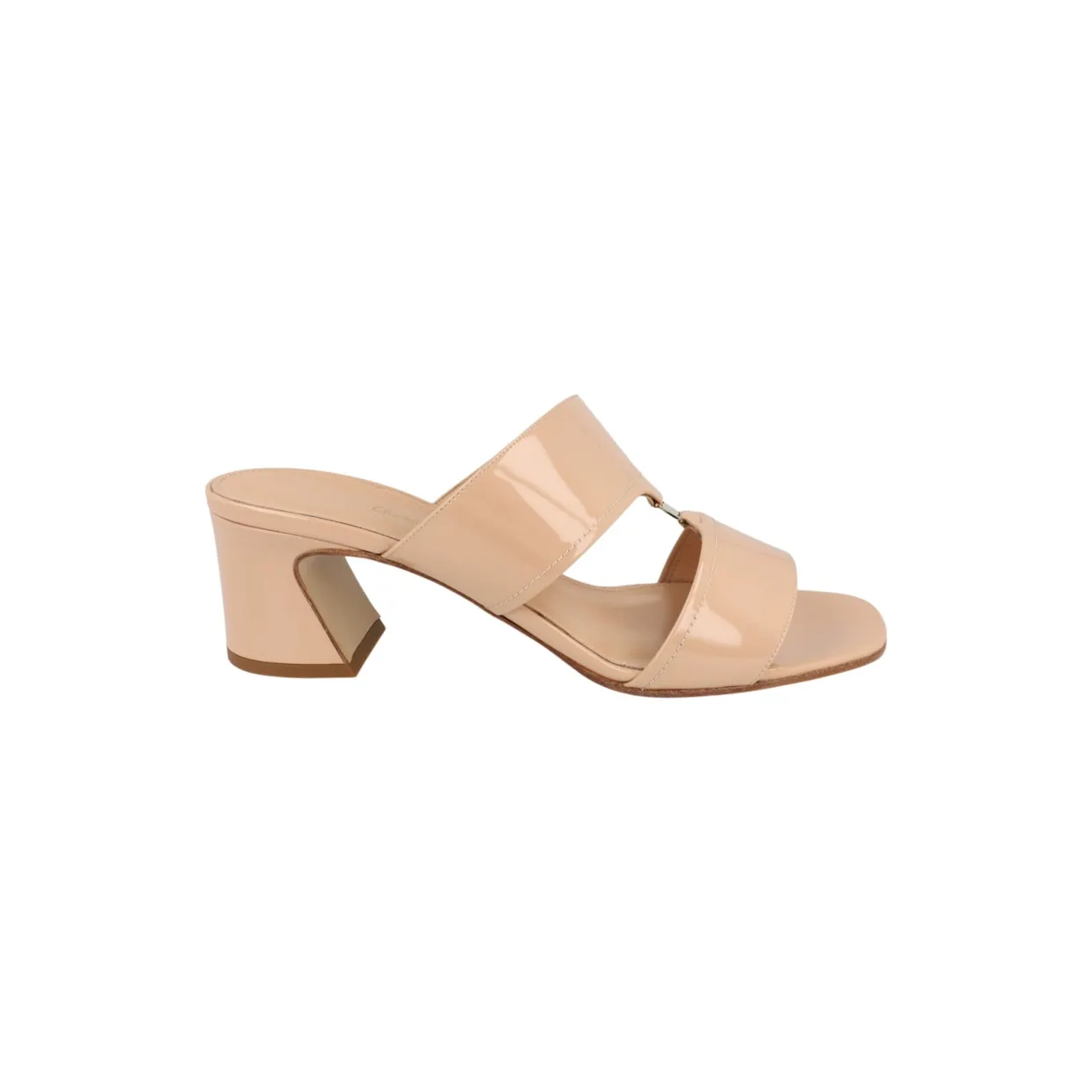 Ferragamo Tot 55 Patent Leather Sandals Bone (01D652-755836-1C)