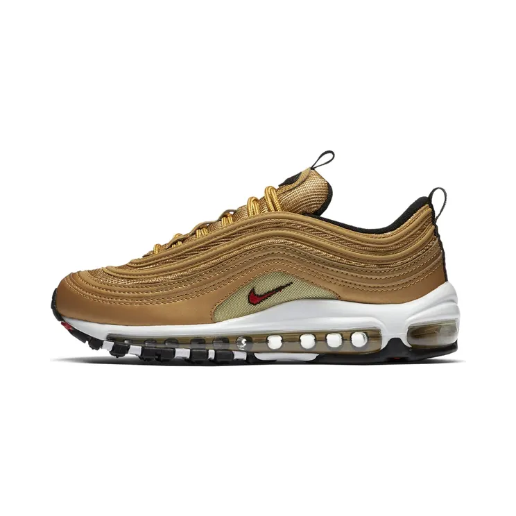 Nike Air Max 97 Metallic Gold (W) “Metallic Gold / White / Black / Varsity Red” (885691-700)
