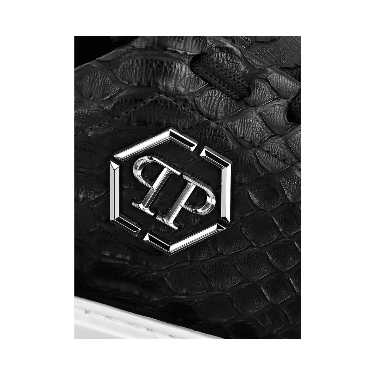 Philipp plein Python Print Leather Sneakers with Hexagon Black (FAASMSC3155PLE029P02) (3)