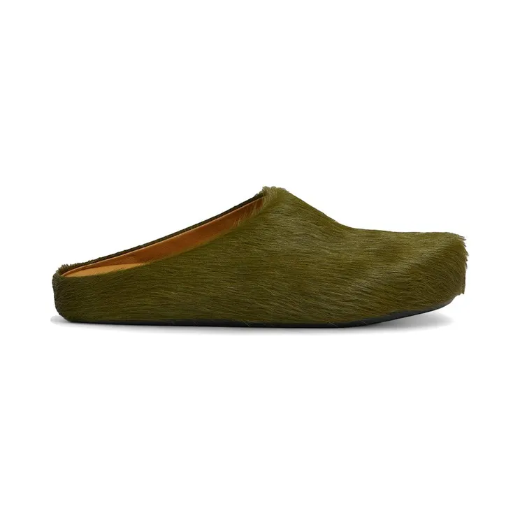 Marni Long Hair Calfskin Fussbett Sabot Mule Deep Sage (SBMR000600P412200V58)