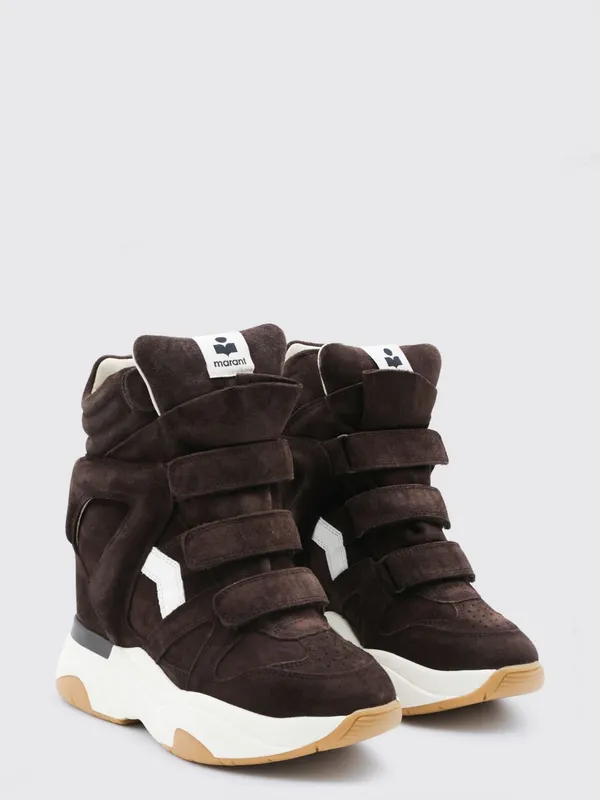 Isabel Marant Balskee High-Top Wedge in Suede with Velcro Closure Cocoa (24HBK0009FAB4E10SCLMW)