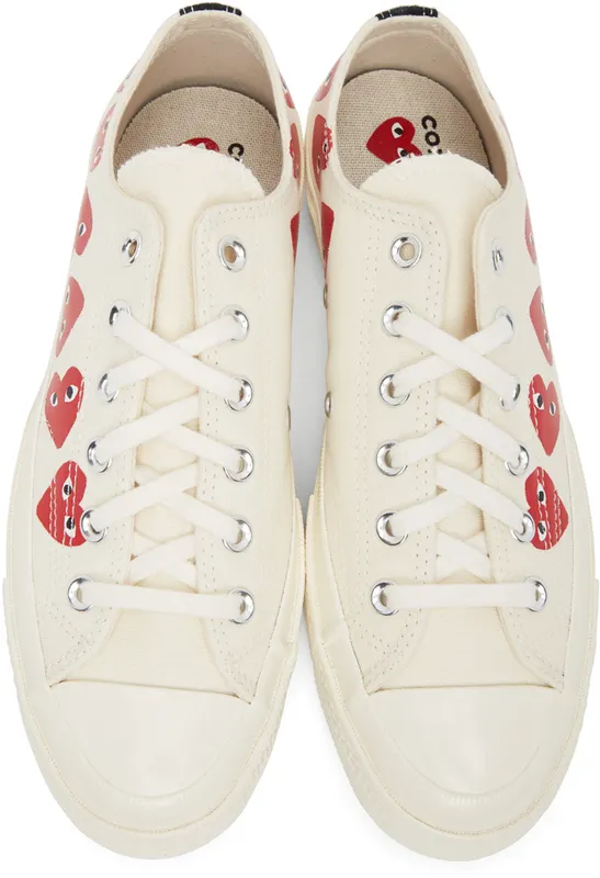 Comme des Garçons Play Khaki Converse Edition Multiple Hearts Chuck 70 Low (P1K117)