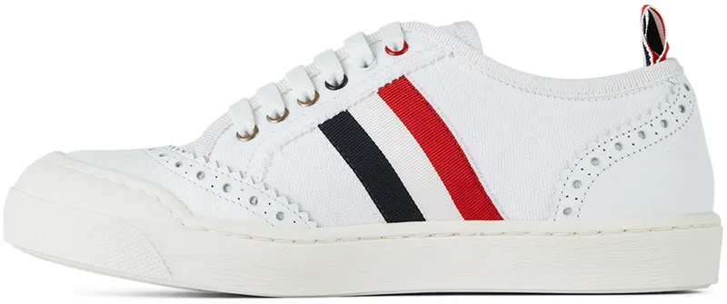Thom Browne Kids White Side Stripe Low Sneakers (KFD02V-07148)