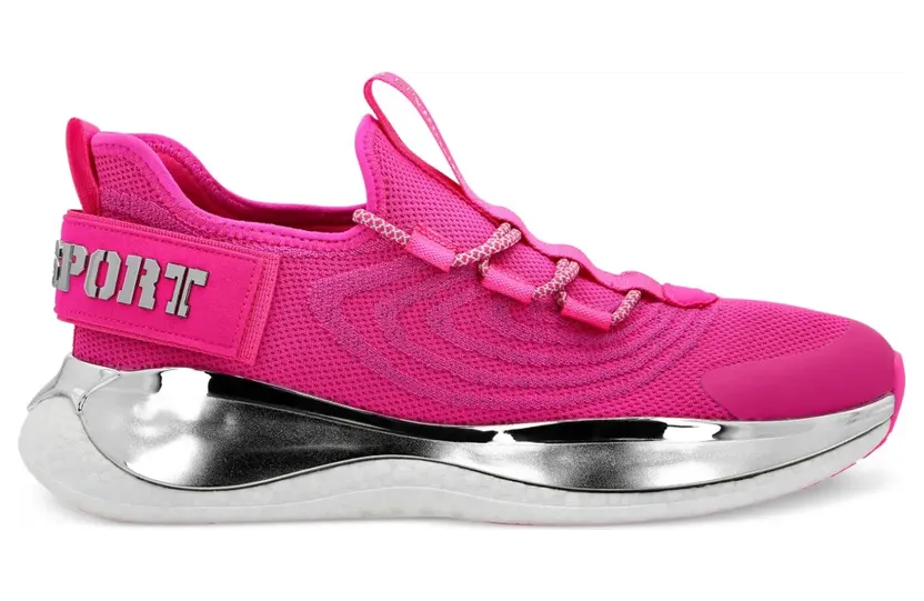 Plein Sport Gestrickte Runnr Sneakers mit Logo-Schild – Rosa (SADSUSC0525STE003N)