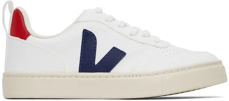 Veja Kids White & Navy Vegan V-10 Lace-Up (CX0712570)