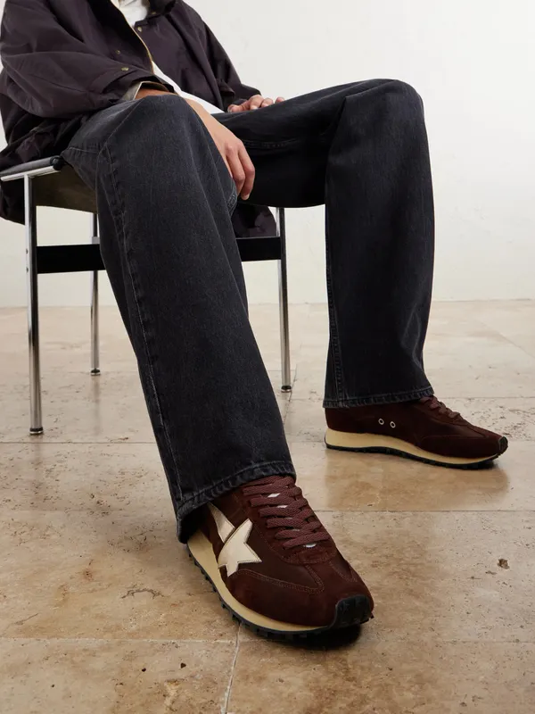 Golden Goose Marathon Suede and Leather-Trimmed Satin Sneakers Brown (GMF00683.F007841) (3)