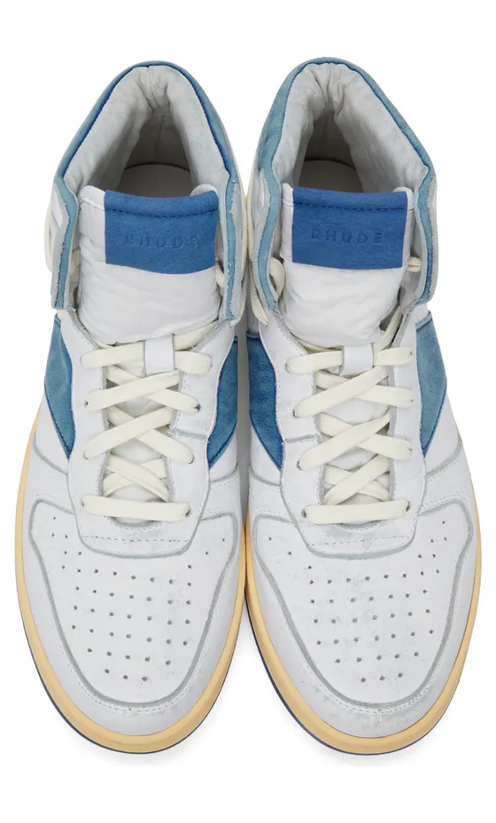 Rhude White & Blue Rhecess Hi Sneakers (RHSS21FO00000028) (5)