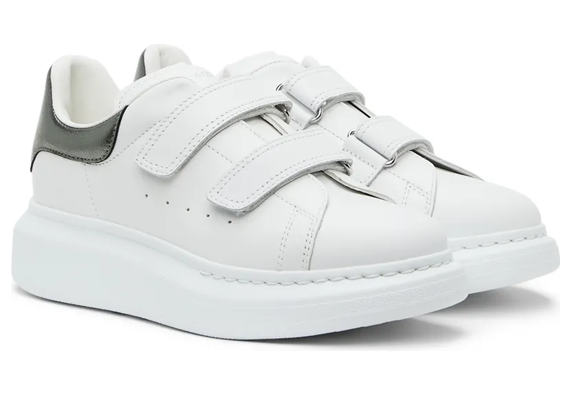 Alexander McQueen Kids White & Gold Oversized Velcro Sneakers (687070WIAHF) (4)
