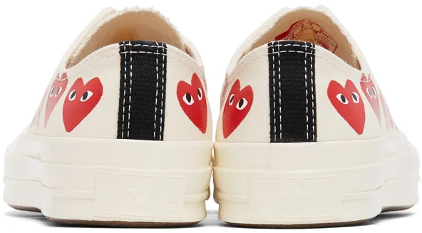 Comme des Garçons Play Off-White Converse Edition Multiple Hearts Chuck 70 Low Sneakers (K117)