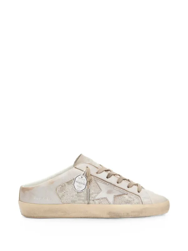Golden Goose Super-Star Sabots LTD in Swarovski mit Stern-Sneakers aus silbernem Metallic-Leder – Nude (GWF00937F008494)