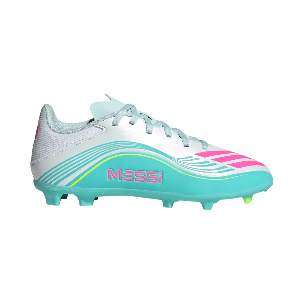 adidas F50 Messi League Firm Ground /multi Ground Football Boots Kids “Cloud White / Lucid Pink / Flash Aqua” (JQ0942)