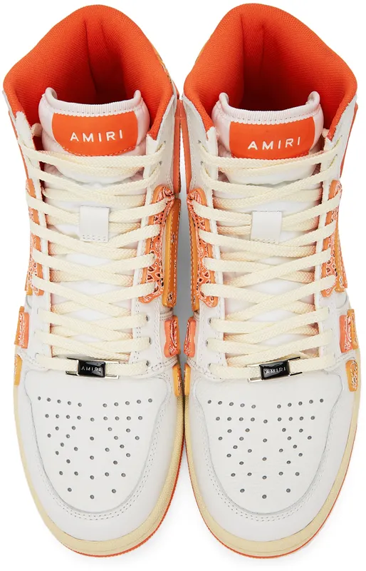 AMIRI White & Orange Skel Top Hi Bandana (PS22MFS016-665)