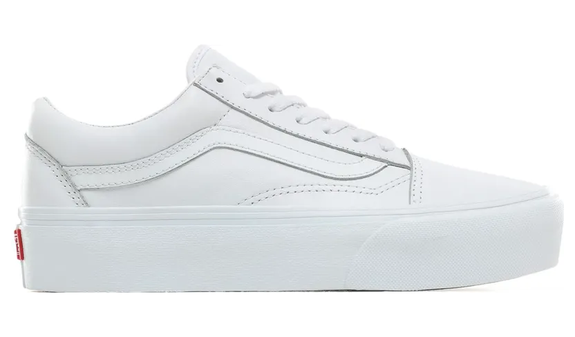 VANS Leren Old Skool Platform Schoenen (Wit)