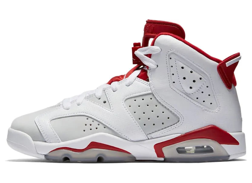 Air Jordan 6 Retro BG Alternate “White / Pure Platinum / Gym Red” (384665-113)