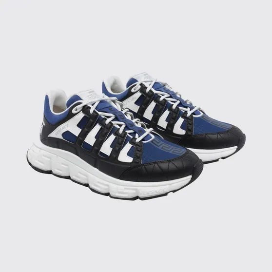 Versace Trigreca Leather and Nylon Sneakers Blue (DSU80941A166666BJ70)