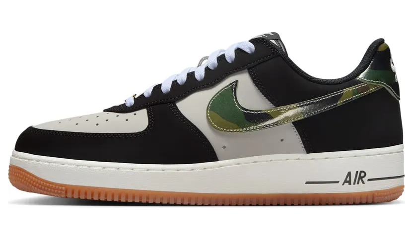 Nike Air Force 1 Low ’07 LV8 “Black Patent Camo Swoosh” (HQ1967-100)