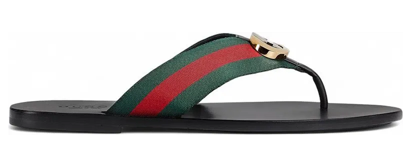 Gucci Web Thong Sandal Black Leather (630307 H9020 8476)