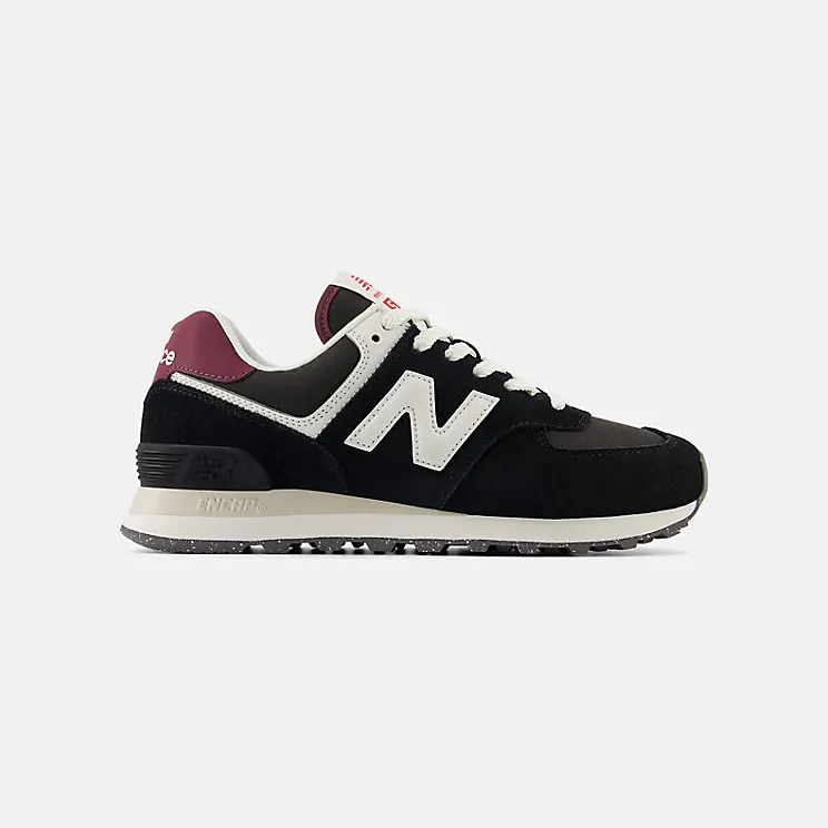 New Balance 574 Black White Burgundy (WL574WBE)