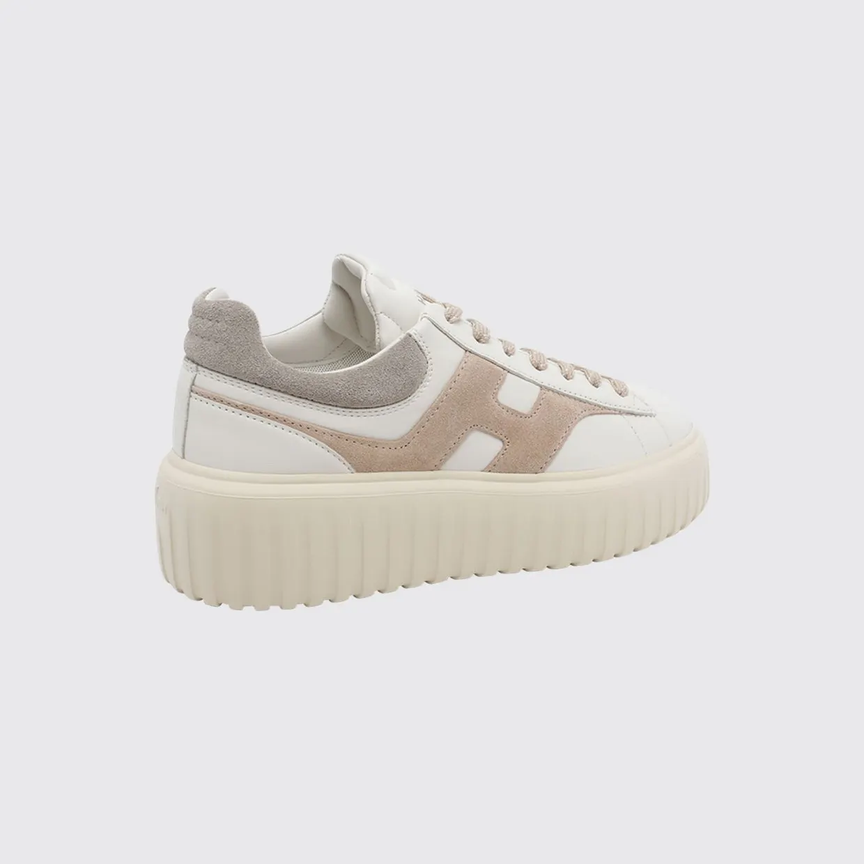 Hogan H-Stripes Platform Sneakers in Leather and Suede White (HXW6450FE91N1M0R16) (2)