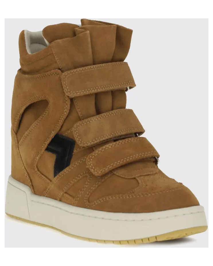 Isabel Marant Suede Leather High-Top Sneakers with Internal Wedge Brown (BK0010FAD1E03SCOBK)
