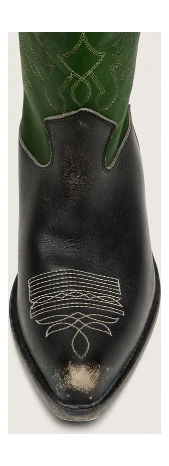 Golden Goose High Wish Star Boots In Black Leather With Green Leather Leg And White Embroidery (GWF01053.F008200.35684) (4)