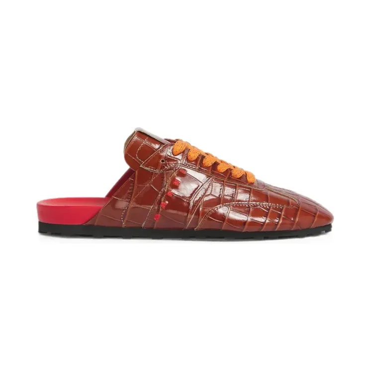 Marni Softy Soccer leren slip-on met krokodillen-effect “Brown” (SNZU019500P7839)