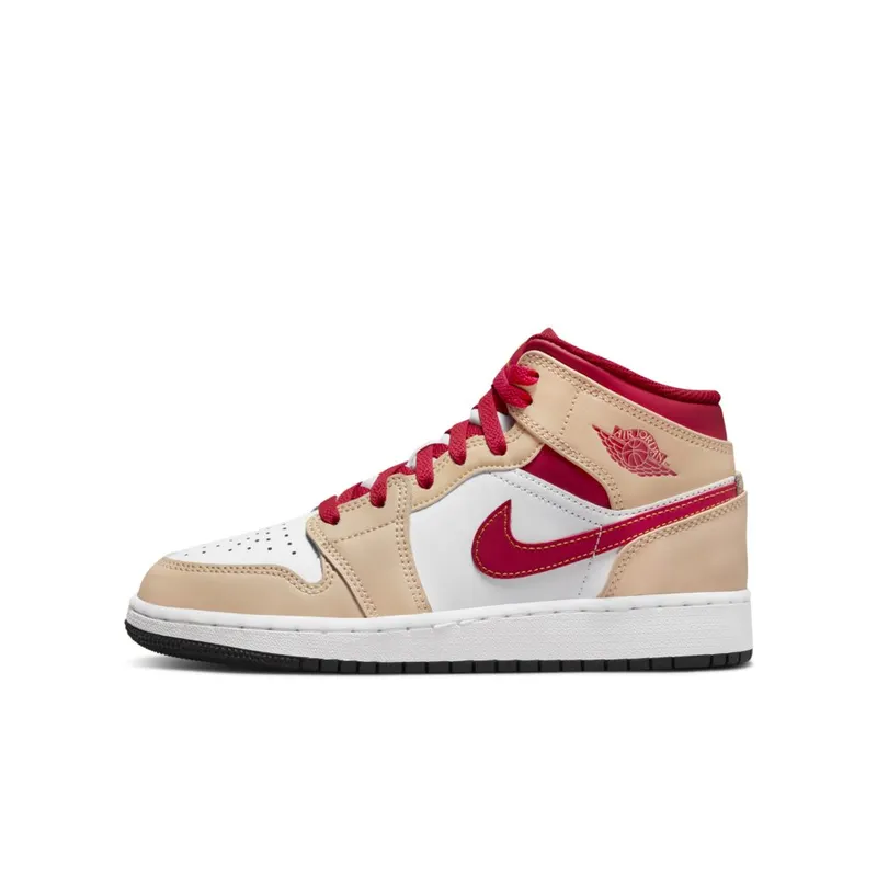 Air Jordan 1 Mid GS “Beige / Red” (554725-201)