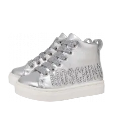 Moschino High Sneakers Aus Laminiertem Nappaleder Crystal Logo (MNT2026556601)