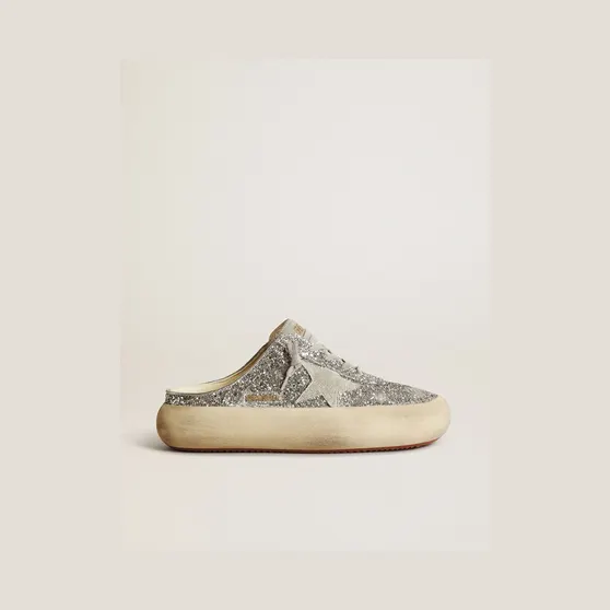 Golden Goose Space-Star Sabot In Glitter With Ice-Gray Star And Tab (GWF00383.F003332.70100)