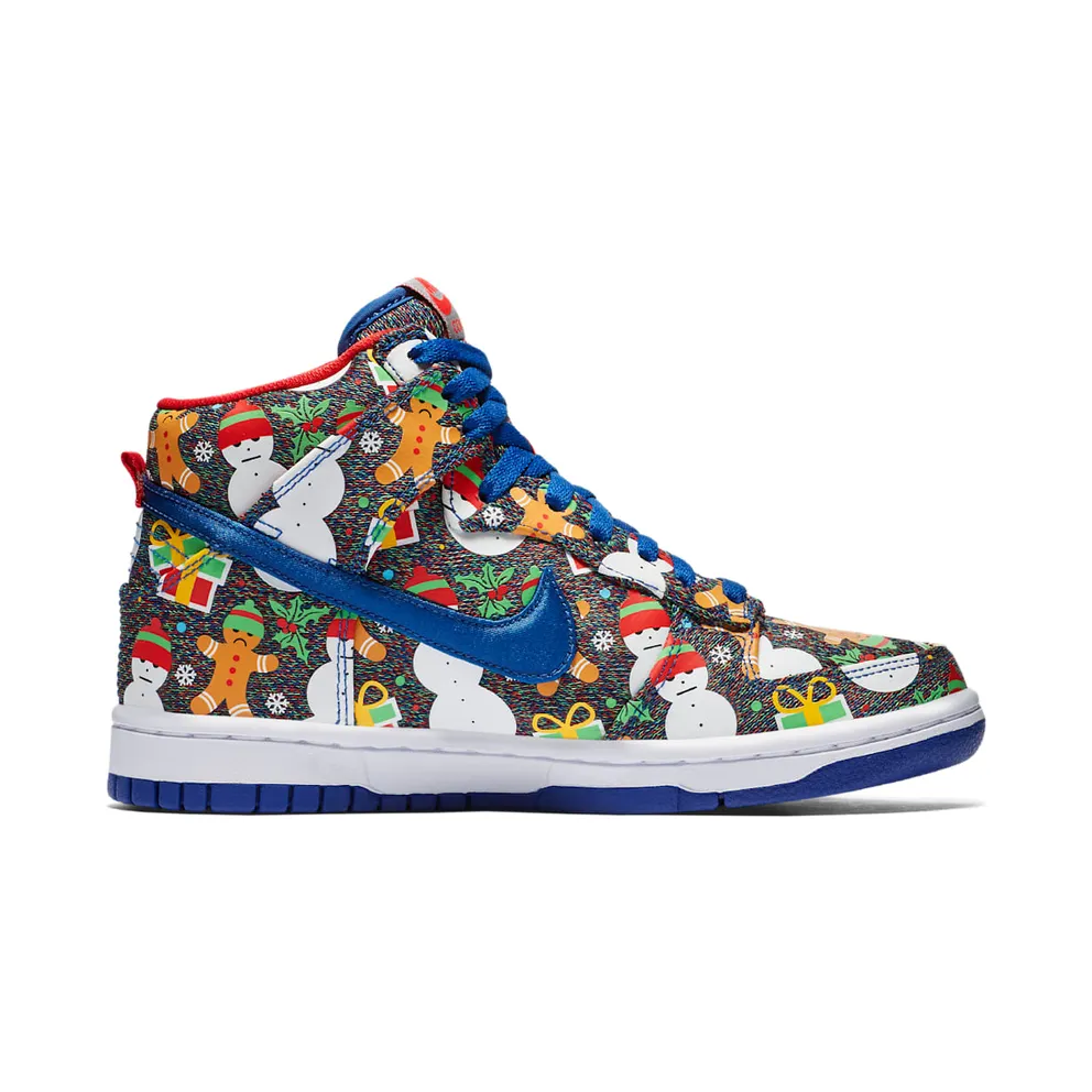 Nike SB Dunk High Concepts Ugly Christmas Sweater 2017 (GS) Blue Ribbon/Blue Ribbon-Atom Red (AO1559-446)
