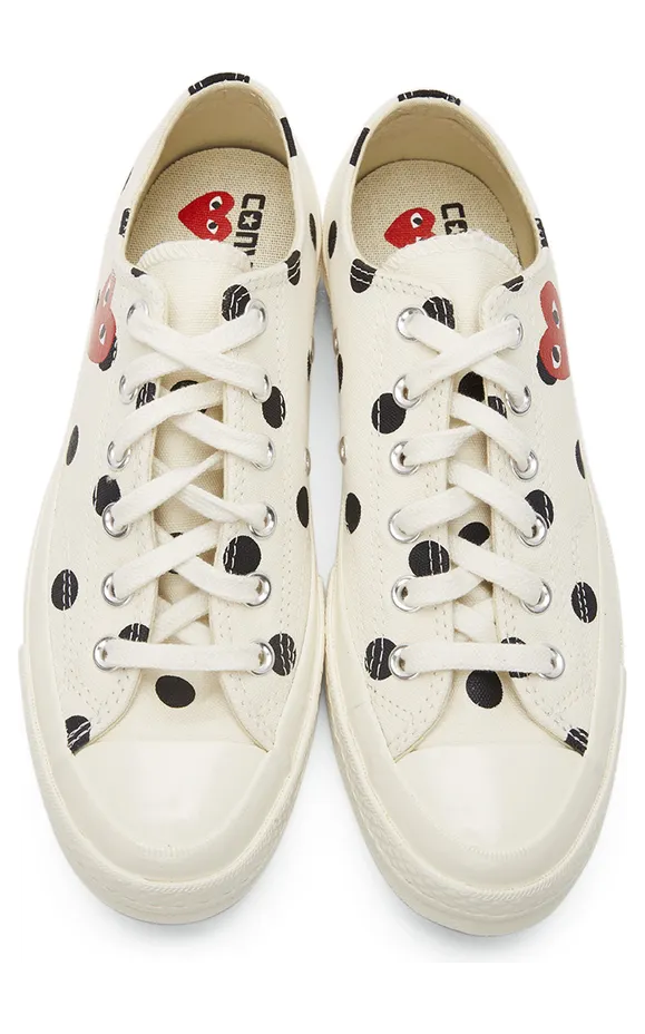 Comme des Garçons Play Black Converse Edition Polka Dot Heart Chuck 70 Low Sneakers (P1K114) (5)