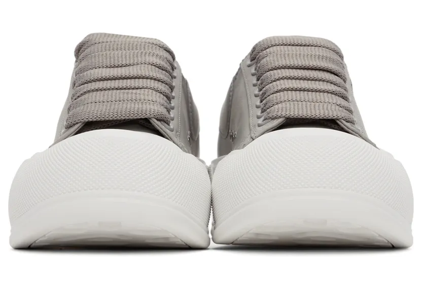 Alexander McQueen Black & White Leather Deck Plimsoll Sneakers (667245WIAB6) (2)